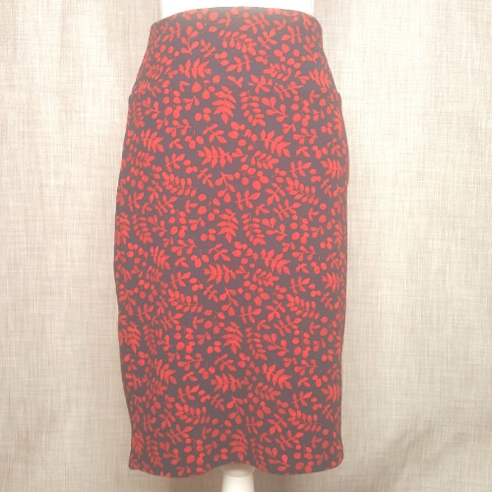 LuLaRoe Cassie Pencil Skirt Red Navy Floral